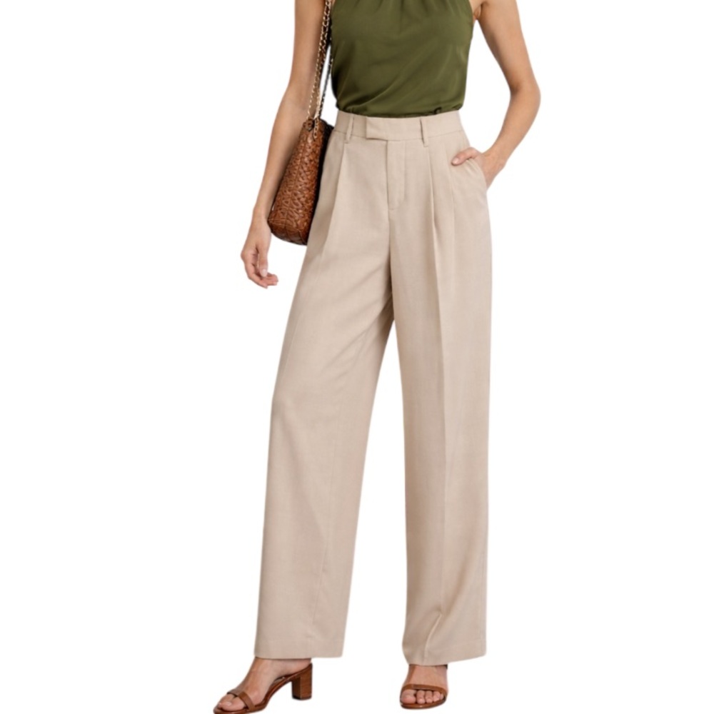 NWT A New Day Beige High Rise Wide Leg Fluid Pants Womens Sz 12